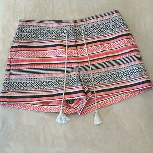 Ann Taylor Loft Pink Riviera Aztec Stripe Embroidered Shorts, Size 8
